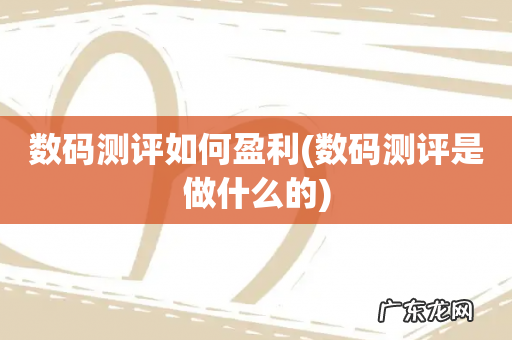 数码测评是做什么的 数码测评如何盈利