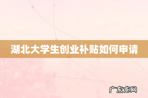 湖北大学生创业补贴如何申请