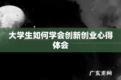 大学生如何学会创新创业心得体会