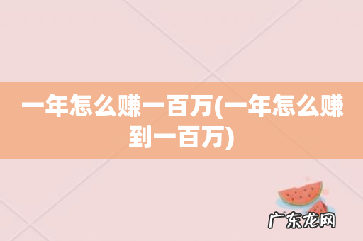 一年怎么赚到一百万 一年怎么赚一百万