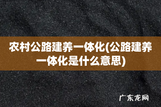 公路建养一体化是什么意思 农村公路建养一体化