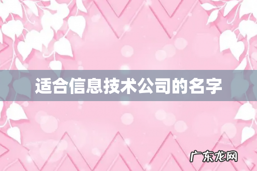 适合信息技术公司的名字