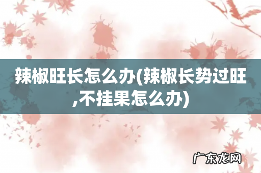 辣椒长势过旺,不挂果怎么办 辣椒旺长怎么办