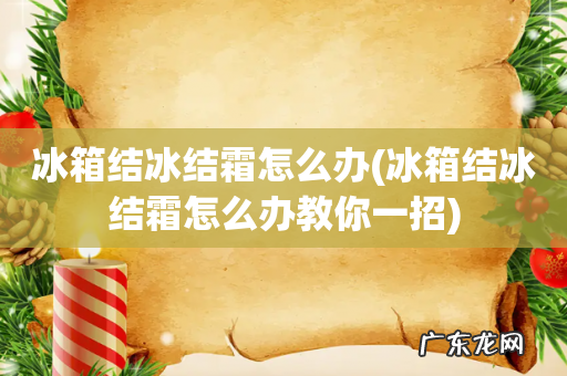 冰箱结冰结霜怎么办教你一招 冰箱结冰结霜怎么办