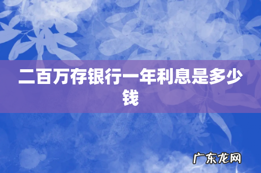 二百万存银行一年利息是多少钱