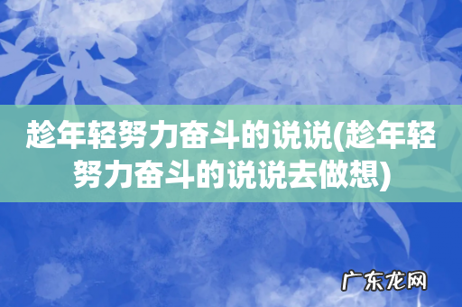 趁年轻努力奋斗的说说去做想 趁年轻努力奋斗的说说