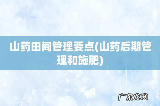 山药后期管理和施肥 山药田间管理要点