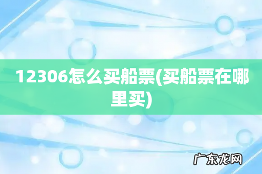 买船票在哪里买 12306怎么买船票