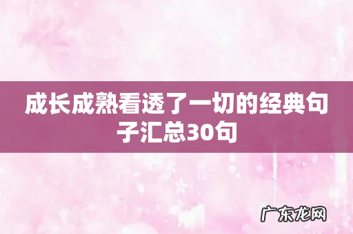 成长成熟看透了一切的经典句子汇总30句