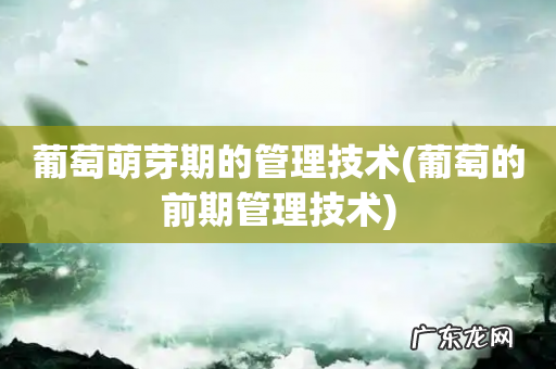 葡萄的前期管理技术 葡萄萌芽期的管理技术