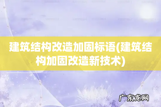 建筑结构加固改造新技术 建筑结构改造加固标语