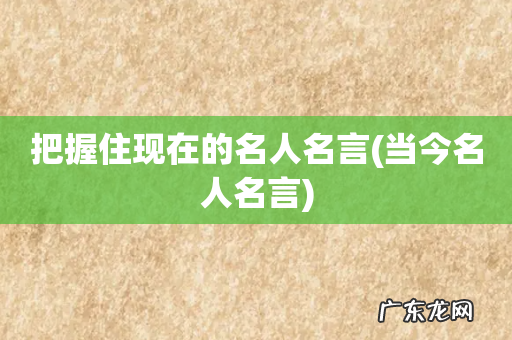 当今名人名言 把握住现在的名人名言