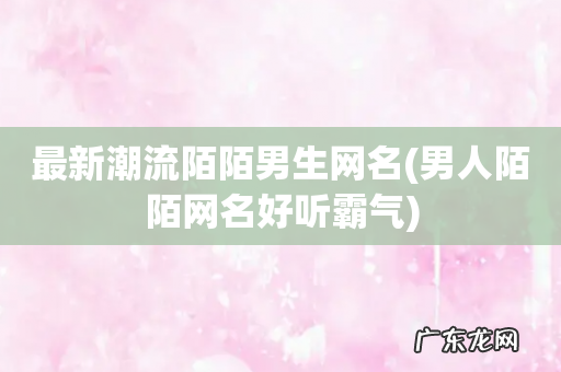男人陌陌网名好听霸气 最新潮流陌陌男生网名