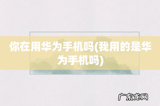 我用的是华为手机吗 你在用华为手机吗
