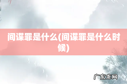 间谍罪是什么时候 间谍罪是什么