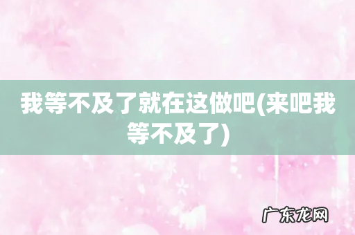 来吧我等不及了 我等不及了就在这做吧