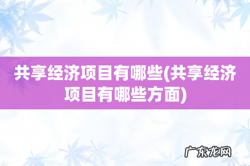 共享经济项目有哪些方面 共享经济项目有哪些