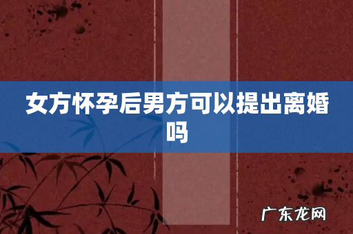 女方怀孕后男方可以提出离婚吗