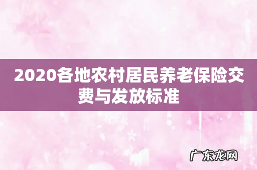 2020各地农村居民养老保险交费与发放标准
