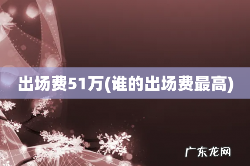 谁的出场费最高 出场费51万