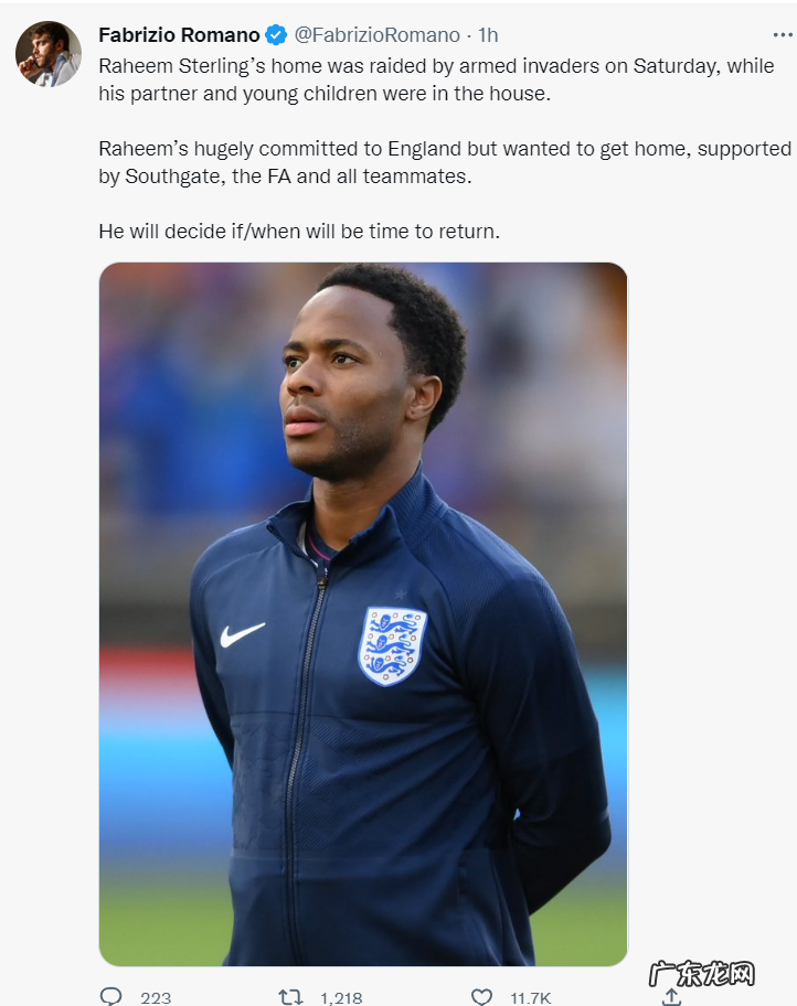 治安混乱?为国征战世界杯,家中却被武装抢劫,斯特林暂别世界杯