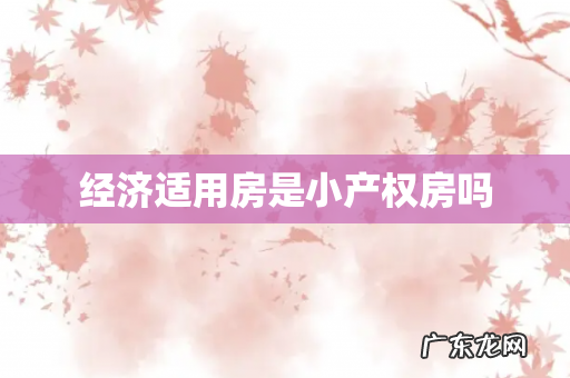 经济适用房是小产权房吗