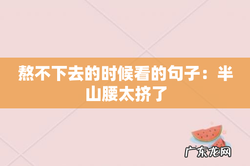 熬不下去的时候看的句子:半山腰太挤了