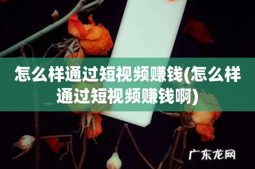 怎么样通过短视频赚钱啊 怎么样通过短视频赚钱