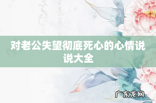 对老公失望彻底死心的心情说说大全