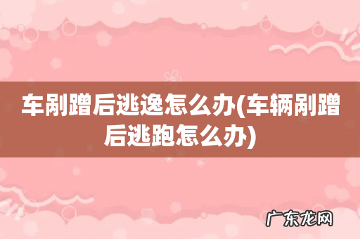 车辆剐蹭后逃跑怎么办 车剐蹭后逃逸怎么办