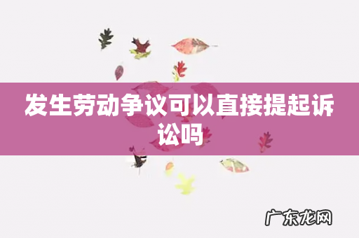 发生劳动争议可以直接提起诉讼吗