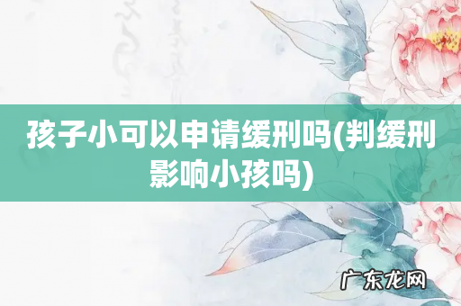 判缓刑影响小孩吗 孩子小可以申请缓刑吗