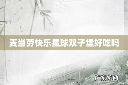 麦当劳快乐星球双子堡好吃吗