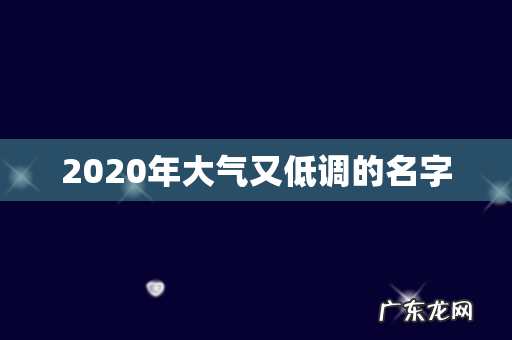 2020年大气又低调的名字