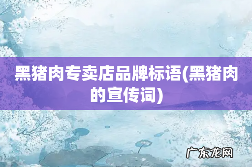 黑猪肉的宣传词 黑猪肉专卖店品牌标语