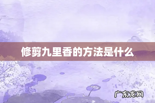 修剪九里香的方法是什么