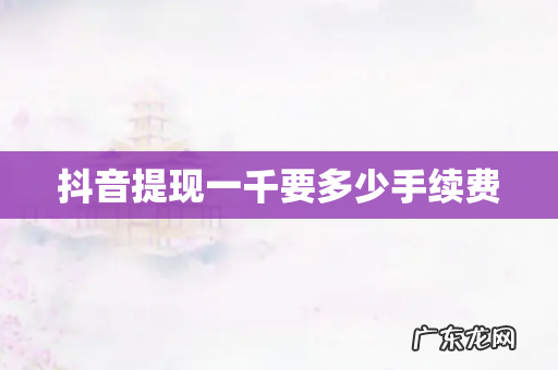 抖音提现一千要多少手续费