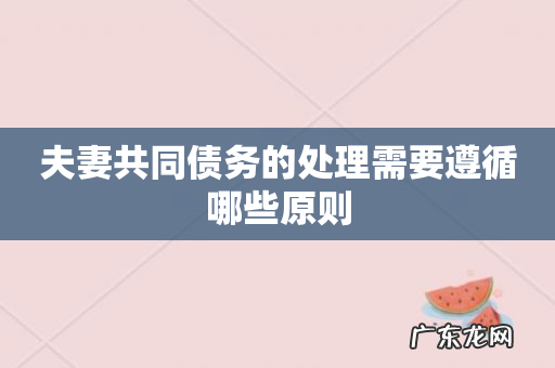 夫妻共同债务的处理需要遵循哪些原则