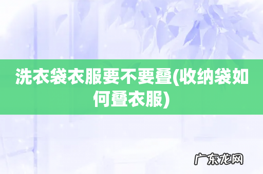 收纳袋如何叠衣服 洗衣袋衣服要不要叠