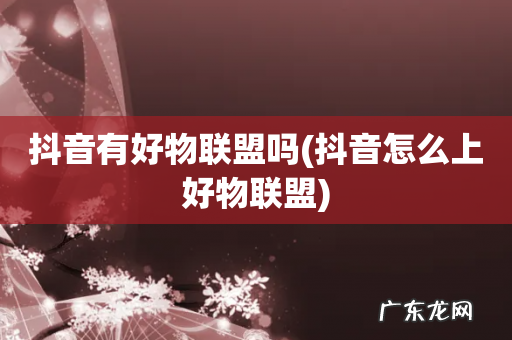抖音怎么上好物联盟 抖音有好物联盟吗