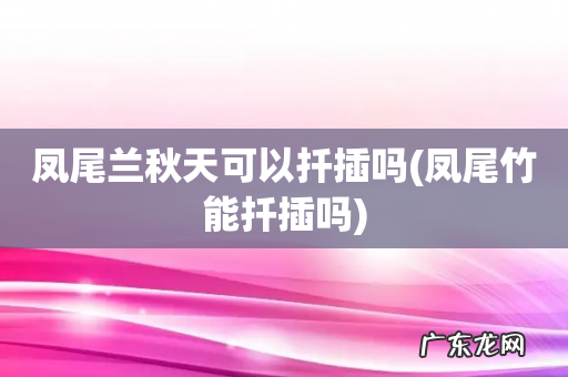 凤尾竹能扦插吗 凤尾兰秋天可以扦插吗