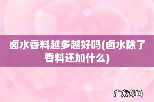 卤水除了香料还加什么 卤水香料越多越好吗