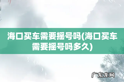 海口买车需要摇号吗多久 海口买车需要摇号吗