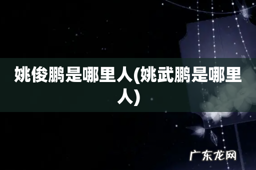 姚武鹏是哪里人 姚俊鹏是哪里人