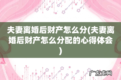 夫妻离婚后财产怎么分配的心得体会 夫妻离婚后财产怎么分