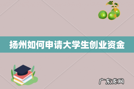 扬州如何申请大学生创业资金