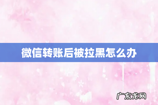 微信转账后被拉黑怎么办