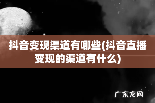抖音直播变现的渠道有什么 抖音变现渠道有哪些