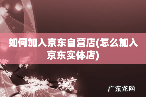 怎么加入京东实体店 如何加入京东自营店