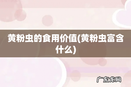 黄粉虫富含什么 黄粉虫的食用价值